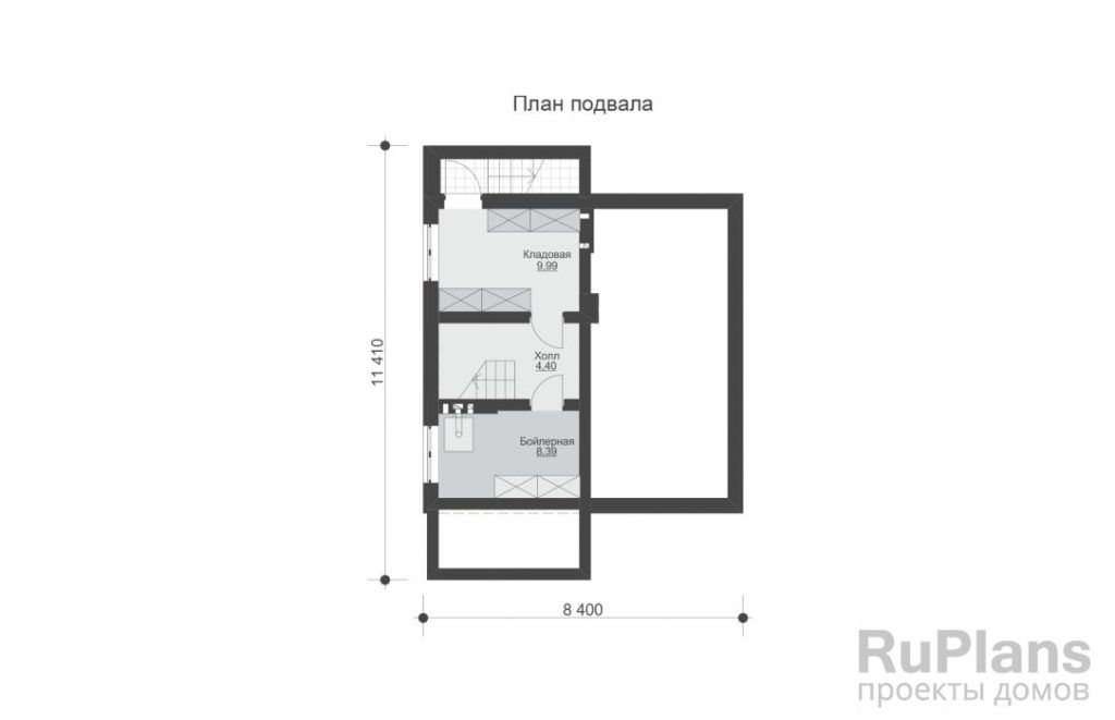 Планировка Одноэтажный дом с подвалом, мансардой и четырьмя спальнями Rg3425