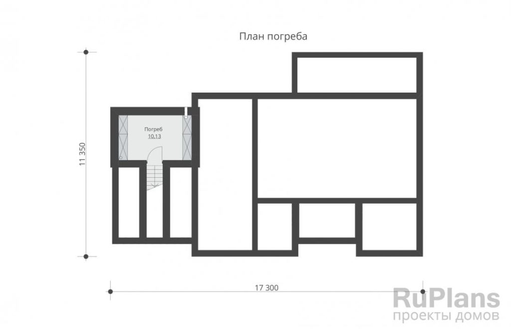 Планировка Одноэтажный дом с гаражом,  погребом и террасой Rg5513