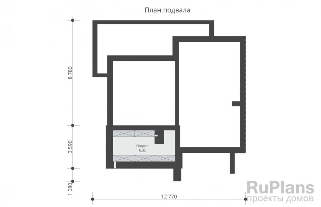 Планировка Одноэтажный дом с подвалом и террасой Rg5325