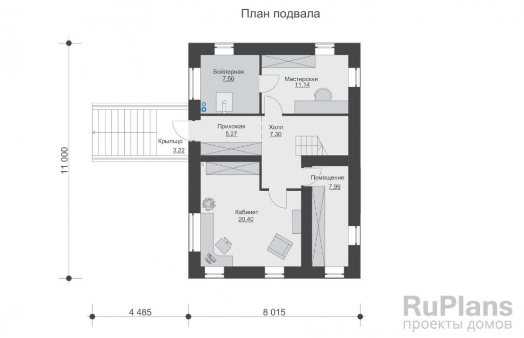 Планировка Одноэтажный дом с подвалом, мансардой, балконом и вторым светом Rg6189