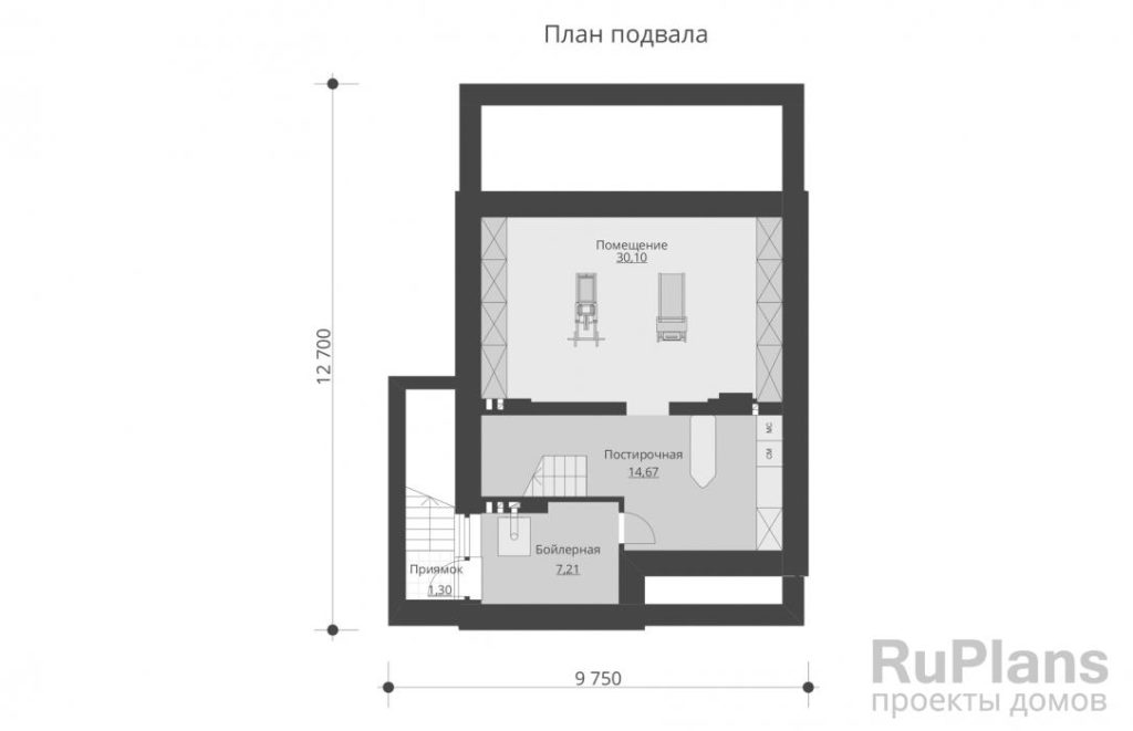 Планировка Двухэтажный дом с подвалом и террасой Rg5730