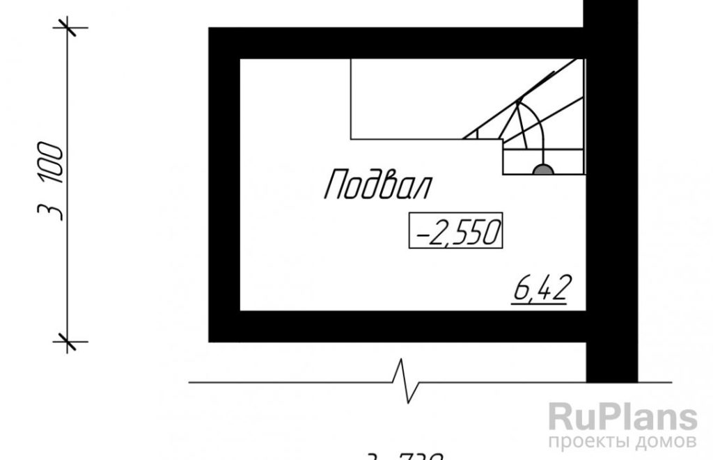 Планировка Проект одноэтажного дома с гаражом и подвалом Rg4780