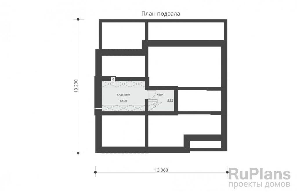 Планировка Одноэтажный жилой дом с подвалом, террасой и мансардой Rg5612