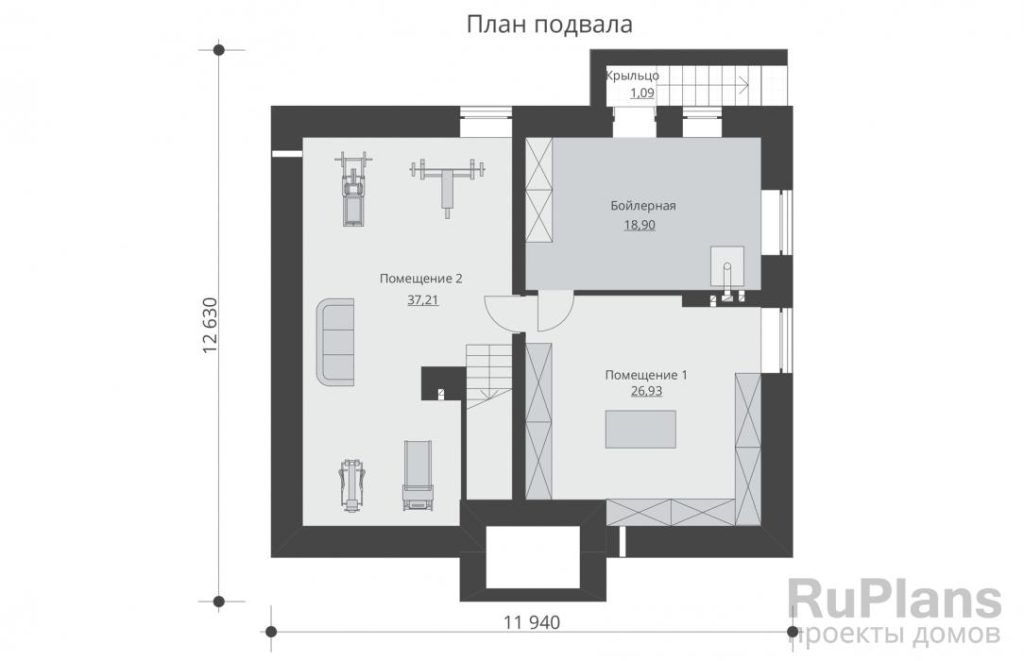 Планировка Одноэтажный дом с подвалом Rg5569