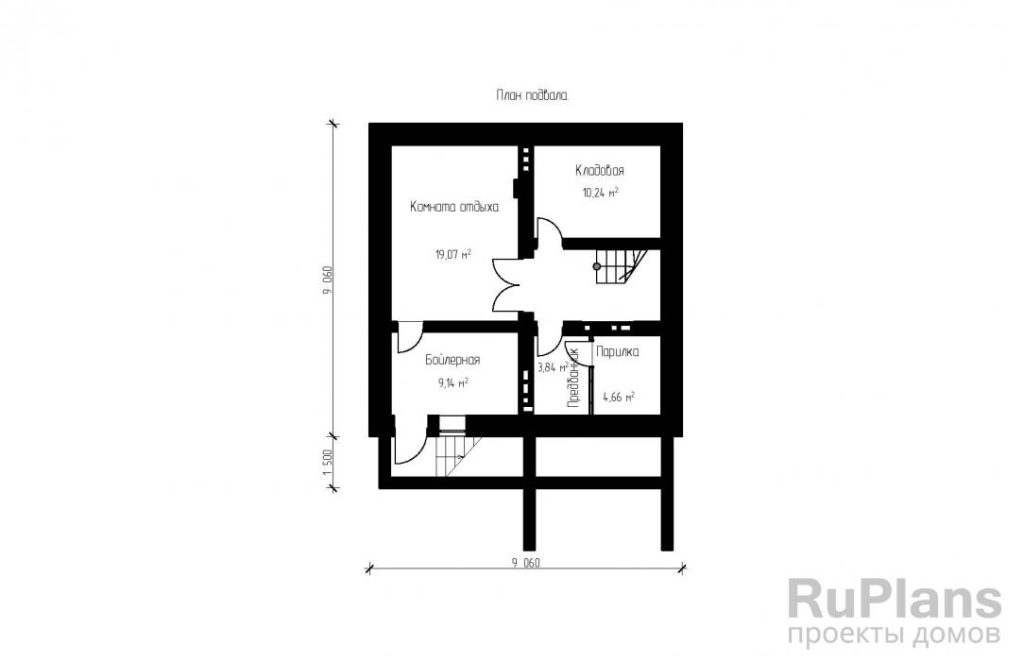 Планировка Проект дома в строгом стиле с подвалом Rg4735