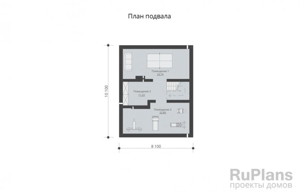 Планировка Одноэтажный жилой дом с мансардой и подвалом Rg5825