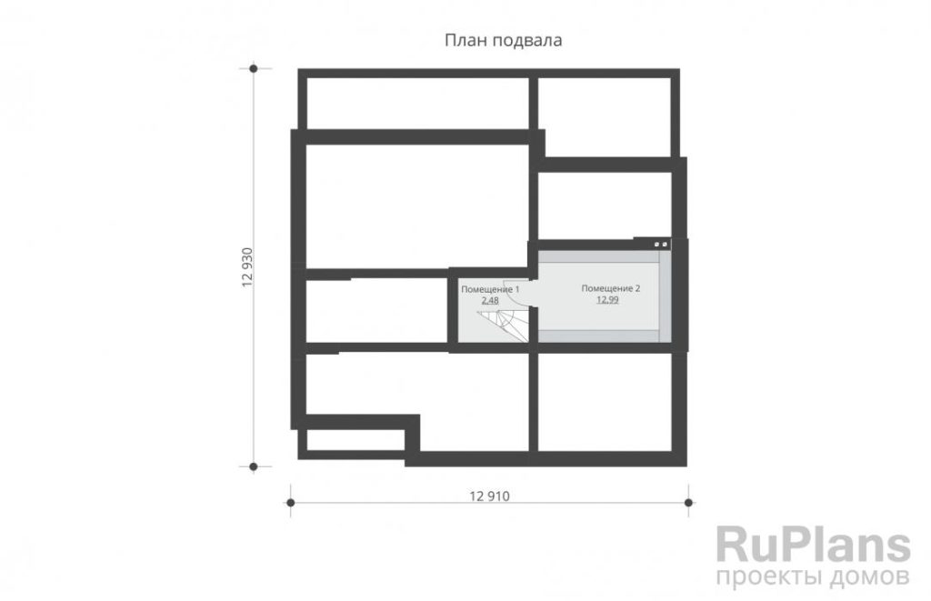 Планировка Проект одноэтажного жилого дома с мансардой, подвалом, гаражом и террасой Rg5535
