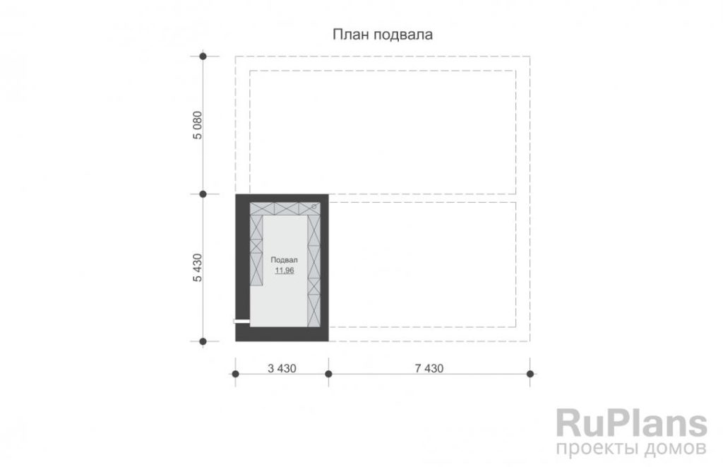 Планировка Одноэтажный дом с подвалом и верандой Rg6542