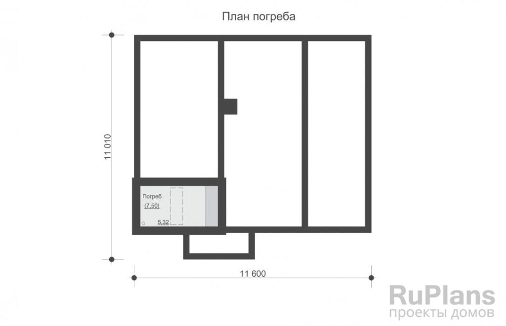 Планировка Одноэтажный дом с погребом, кабинетом и верандой Rg6400