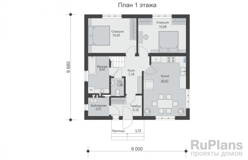 Планировка Двухэтажный жилой дом Rg5694
