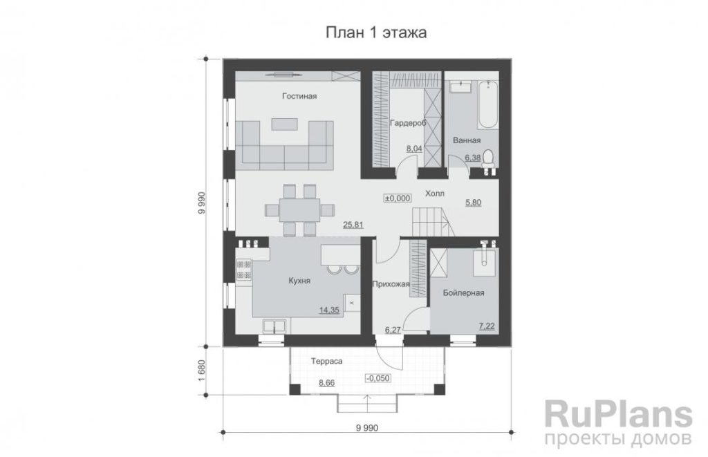 Планировка Двухэтажный дом с террасой и 4мя спальнями Rg6355