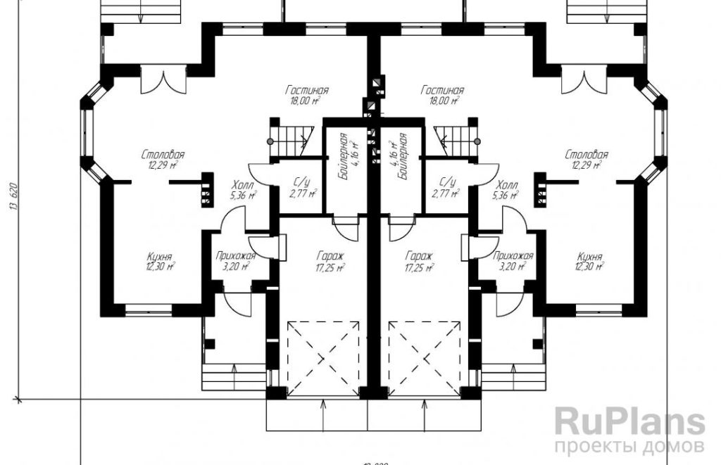 Планировка Дом с мансардой, гаражом, террасой и балконами Rg3208