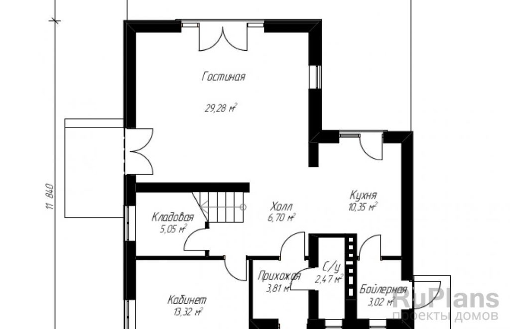 Планировка Проект загородного коттеджа из пенобетона Rg4772