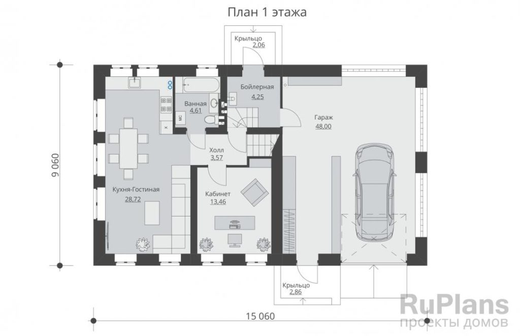 Планировка Двухэтажный дом с гаражом Rg5618