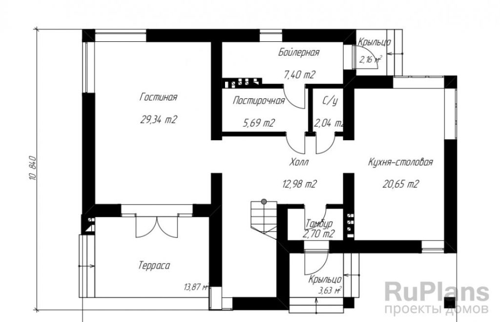 Планировка Проект дома с разновысокими скатами кровли мансарды Rg3792