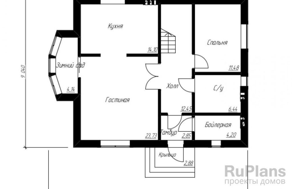 Планировка Проект двухэтажного коттеджа с эркером Rg4775