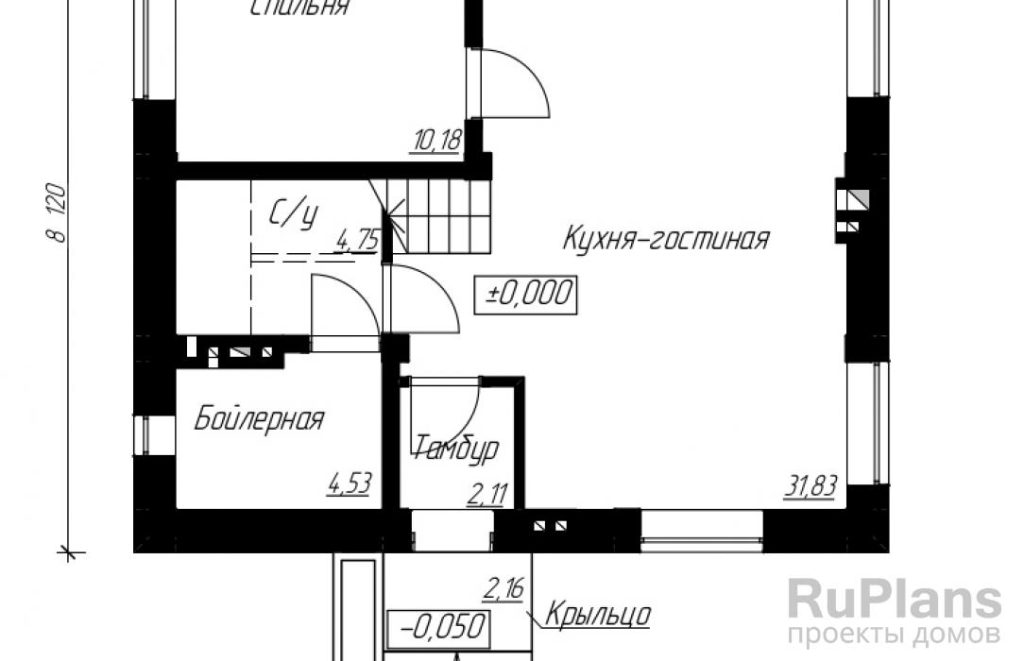 Планировка Проект компактного одноэтажного дома Rg4820