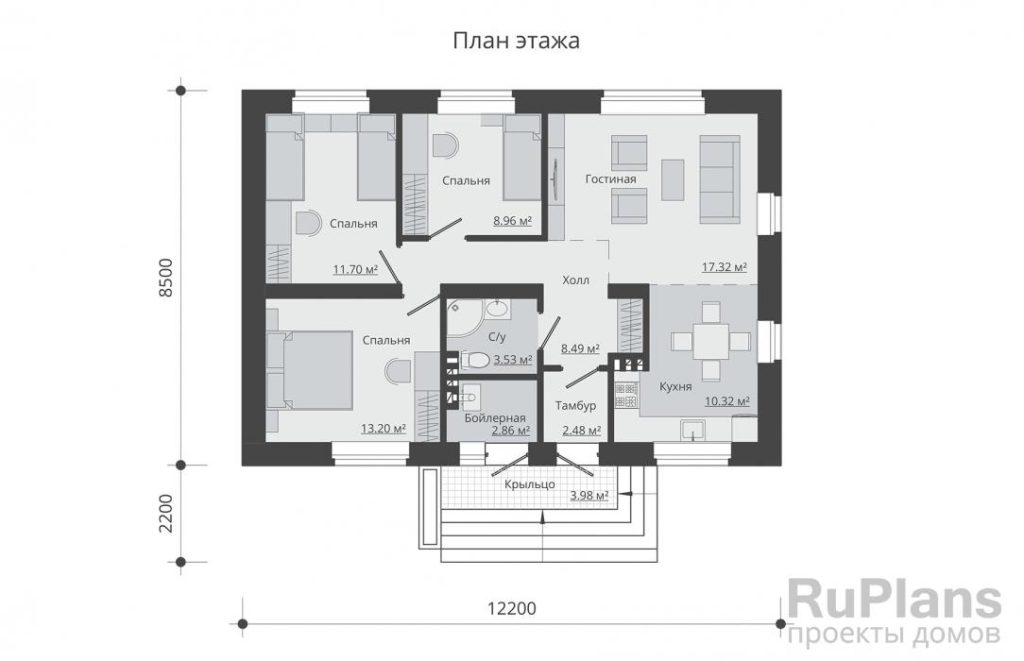 Планировка Одноэтажный дом Rg5288