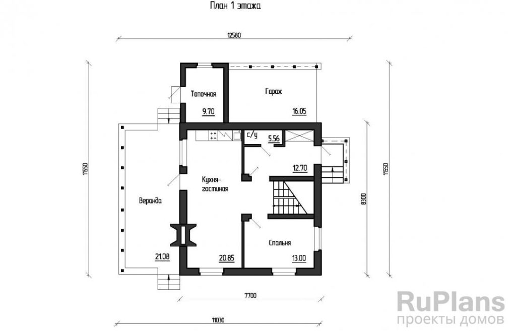 Планировка Проект двухэтажного комфортного коттеджа Rg4746