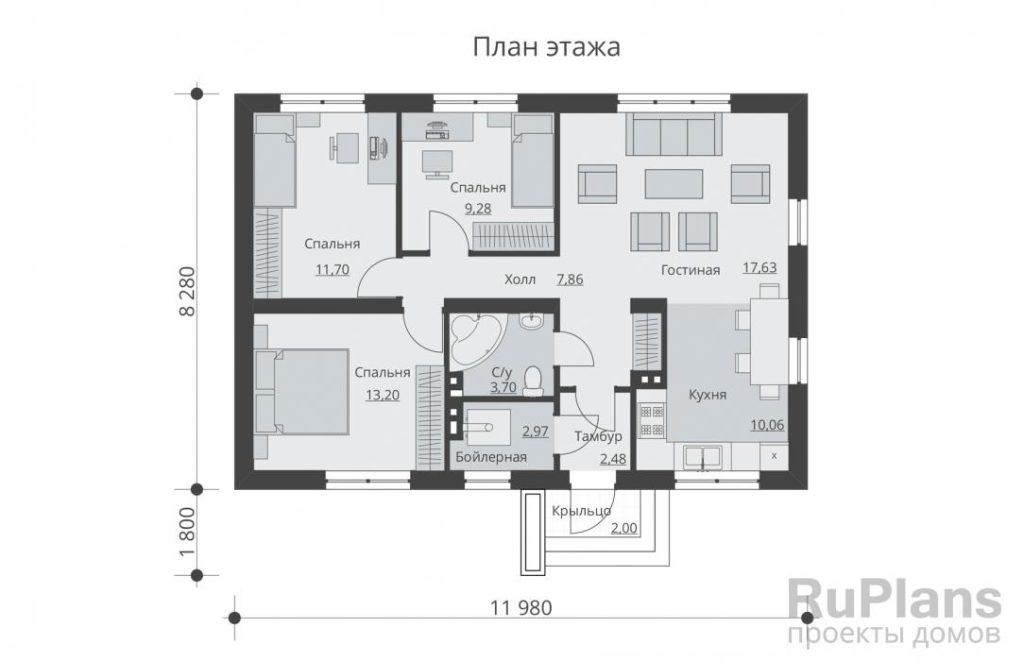 Планировка Одноэтажный дом Rg5112