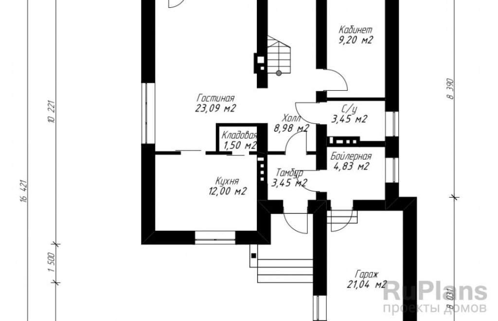 Планировка Проект одноэтажного дома с мансардой Rg3824