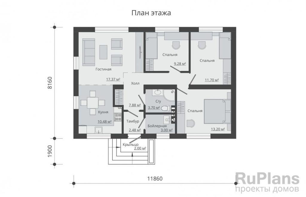 Планировка Одноэтажный дом Rg5222