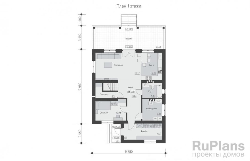 Планировка Двухэтажный дом с пятью спальнями и террасой Rg6116