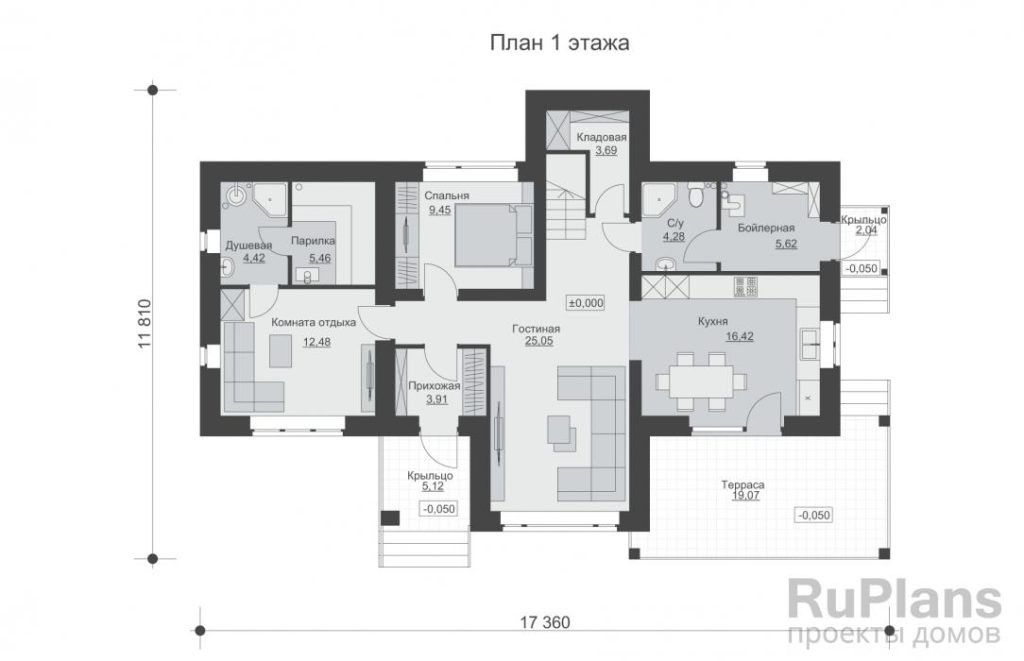 Планировка Двухэтажный дом с четырьмя спальнями, террасой и балконом. Rg6577