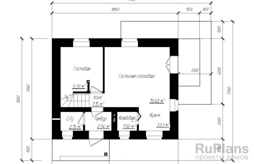 Планировка Дом с мансардой и террасой Rg1618