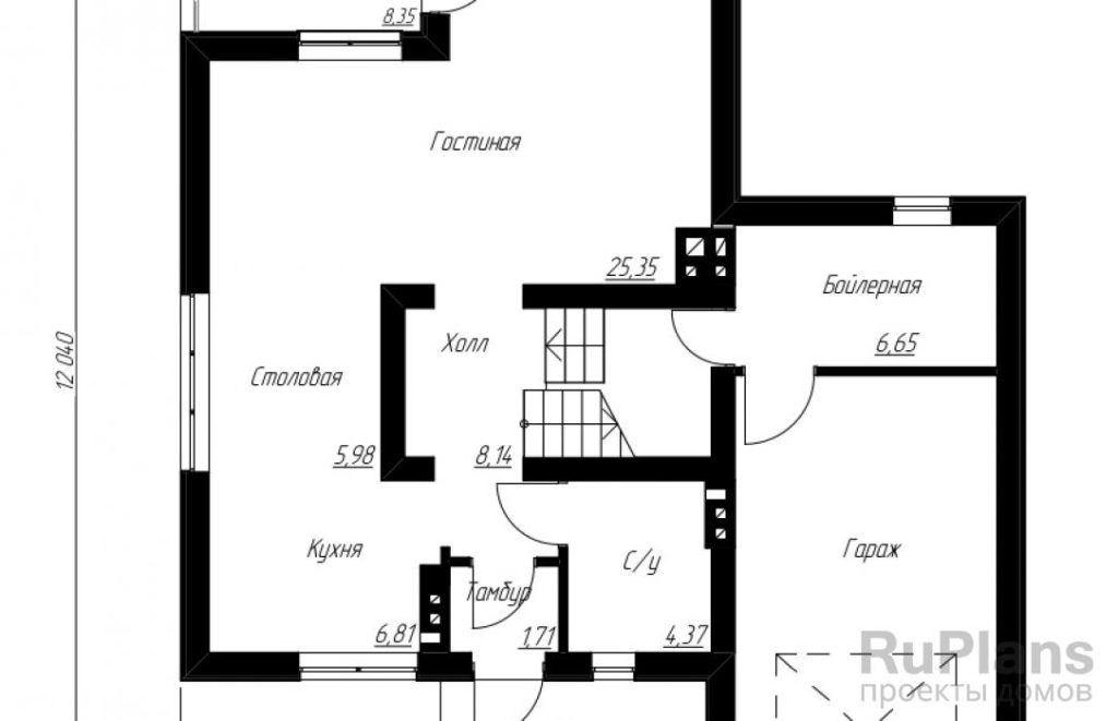 Планировка Дом с мансардой, гаражом, террасой и балконом Rg4827