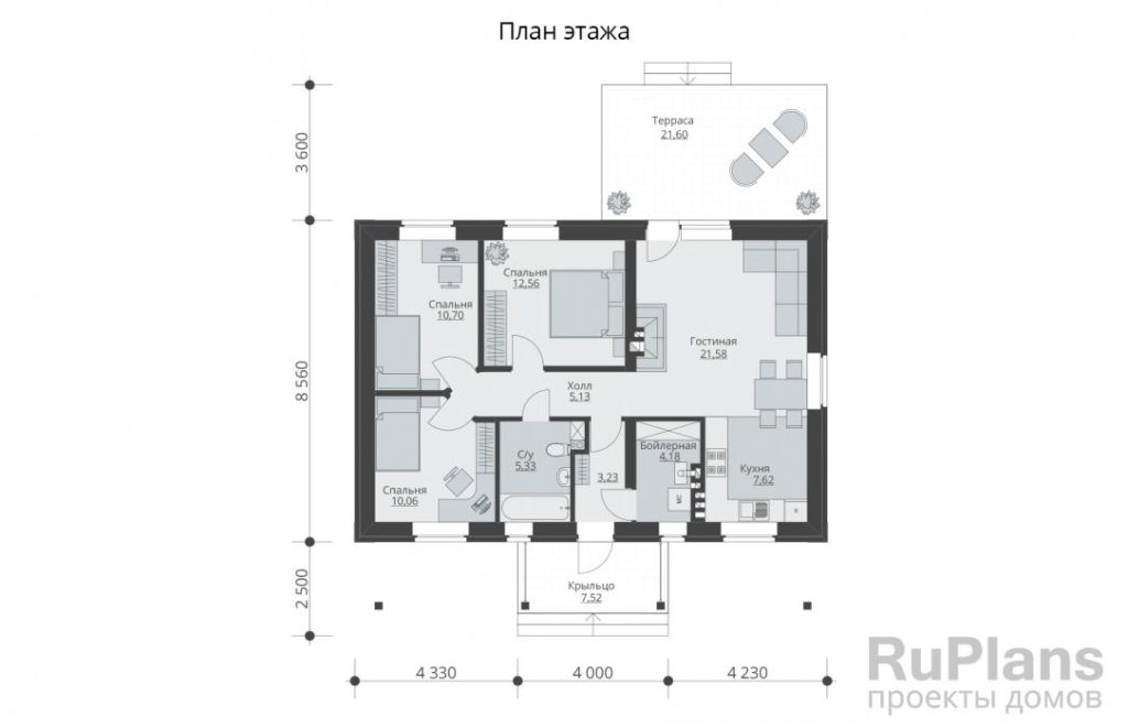 Планировка Одноэтажный жилой дом Rg5791