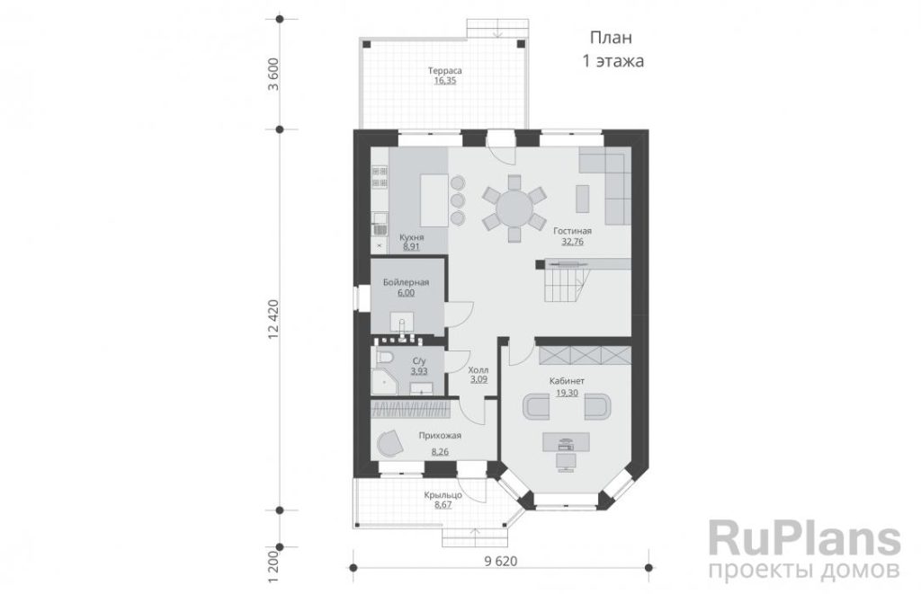 Планировка Двухэтажный дом с террасой Rg5769