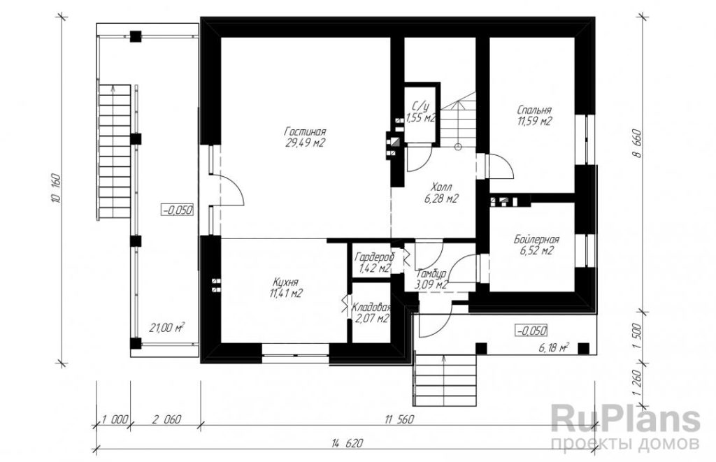 Планировка Проект коттеджа из керамоблока Rg3919