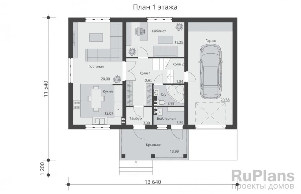 Планировка Двухэтажный дом с гаражом Rg5351