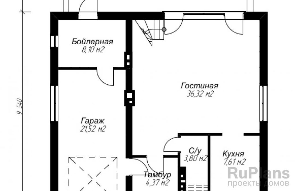 Планировка Проект удобного экономичного дома с мансардой Rg3562