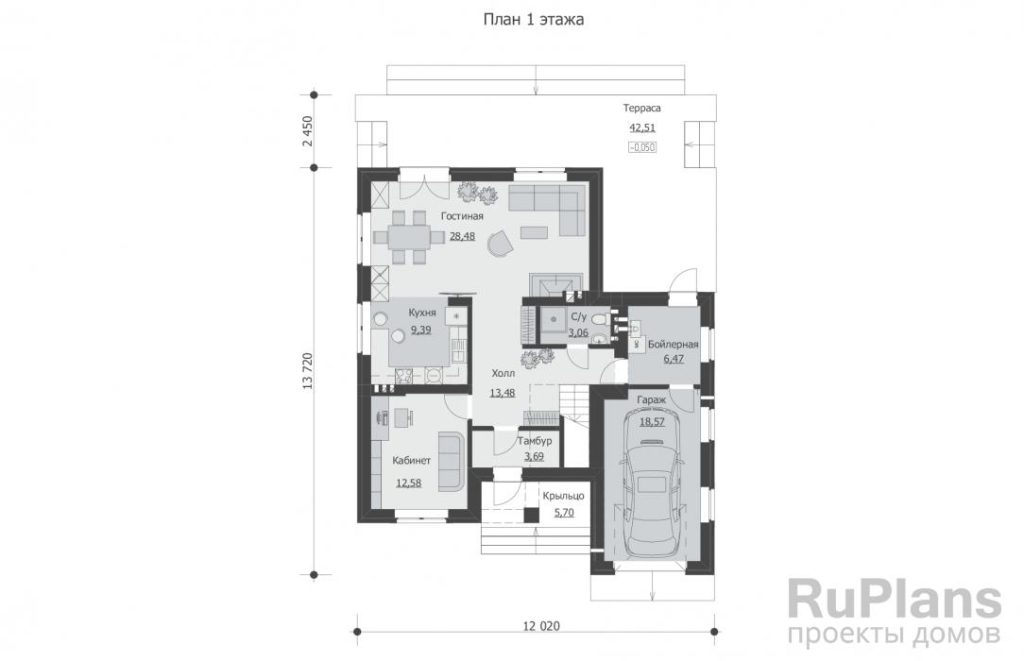 Планировка Проект индивидуального двухэтажного жилого дома Rg5733