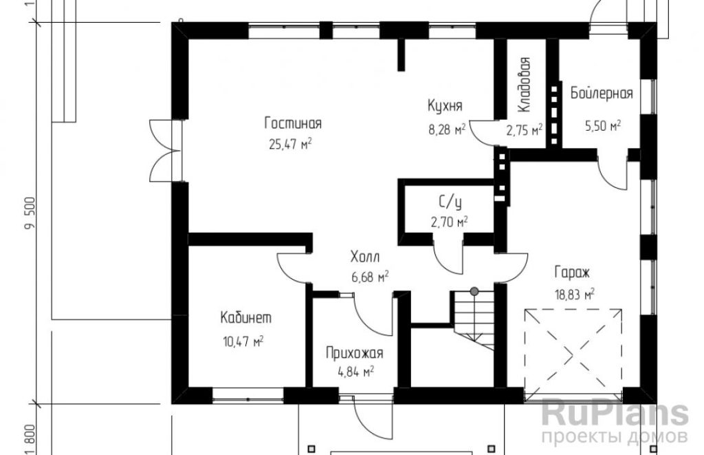 Планировка Уютный дом с мансардой и гаражом Rg3805