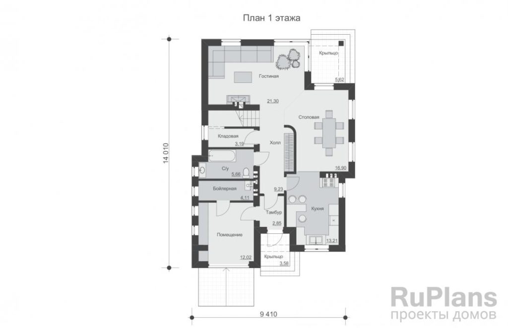 Планировка Двухэтажный дом с балконами Rg5278