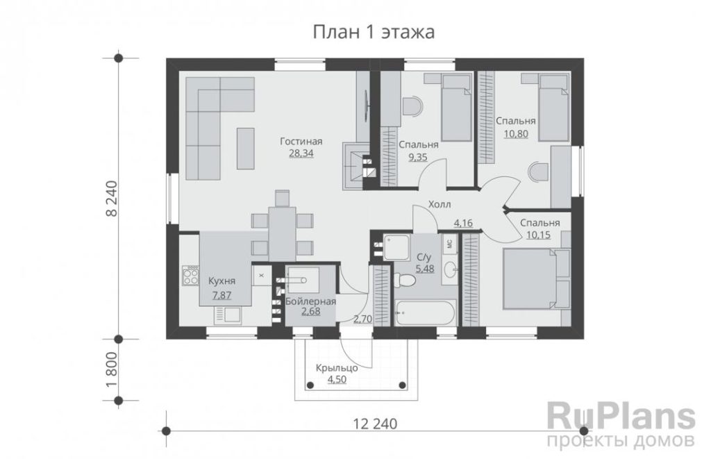 Планировка Одноэтажный дом Rg5084