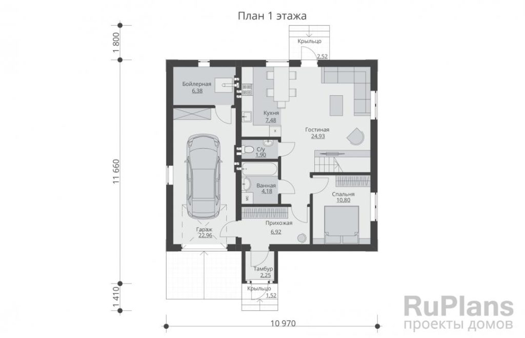 Планировка Проект двухэтажного жилого дома с террасой и гаражом Rg5462