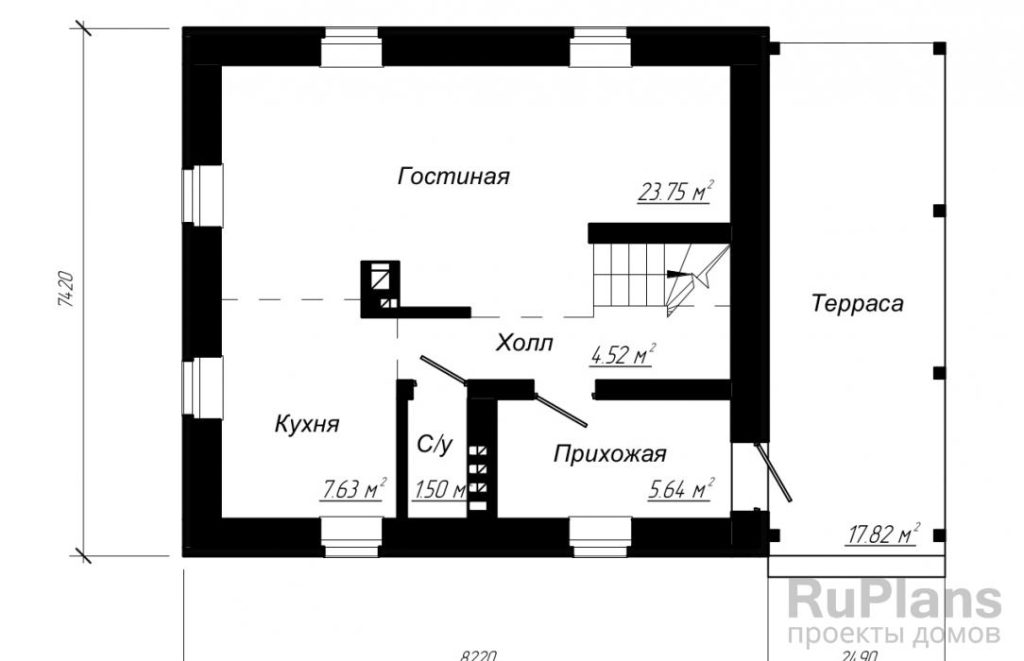 Планировка Проект загородного коттеджа с мансардой Rg4031