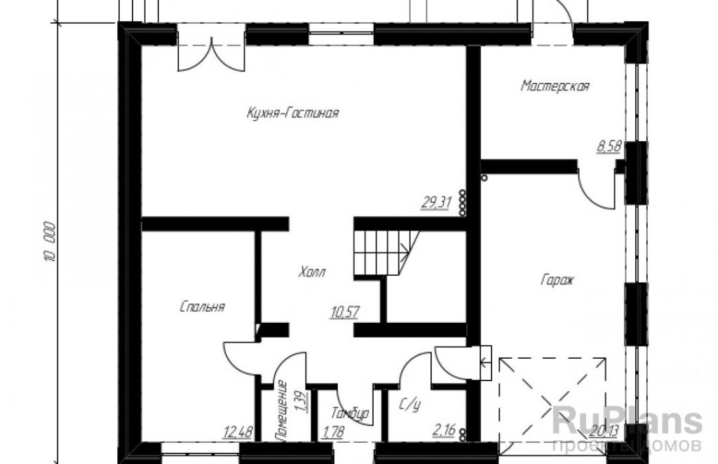 Планировка Проект дома с мансардой Rg3933