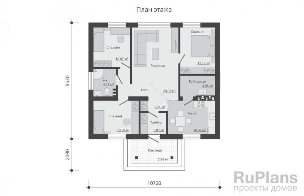 Планировка Одноэтажный дом Rg5290