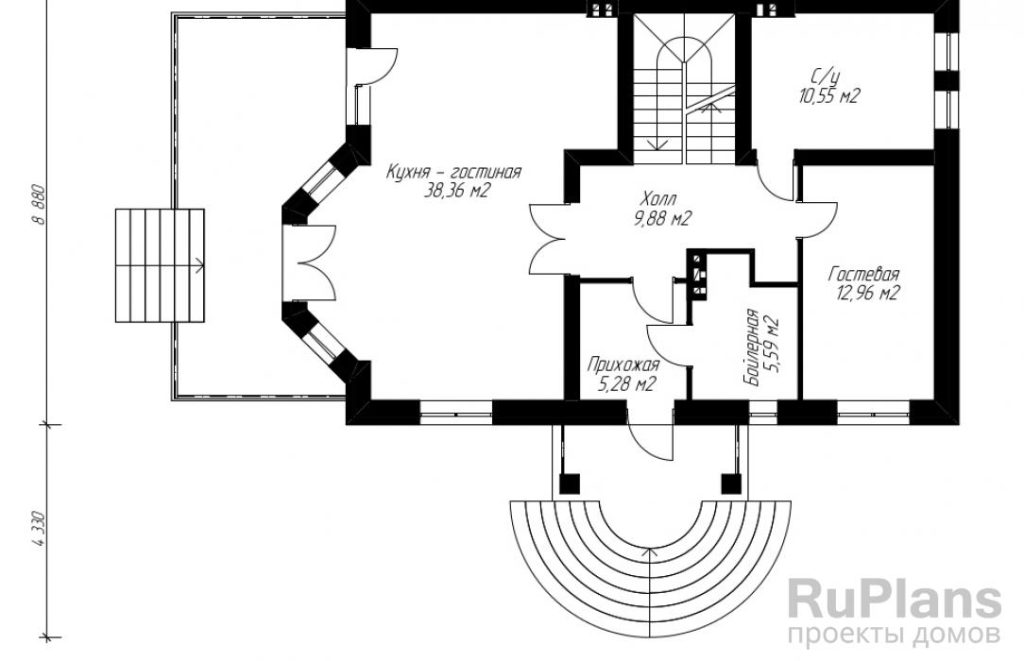 Планировка Проект коттеджа с подвалом и мансардой Rg3784