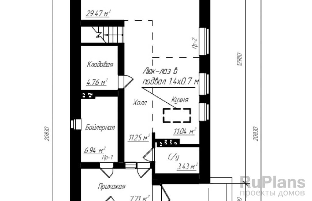 Планировка Современный коттедж из газобетона Rg3442