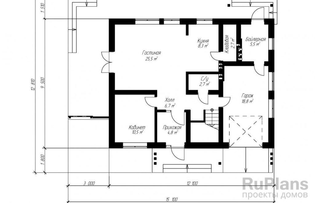 Планировка Дом с мансардой, гаражом, террасой и балконами Rg3220