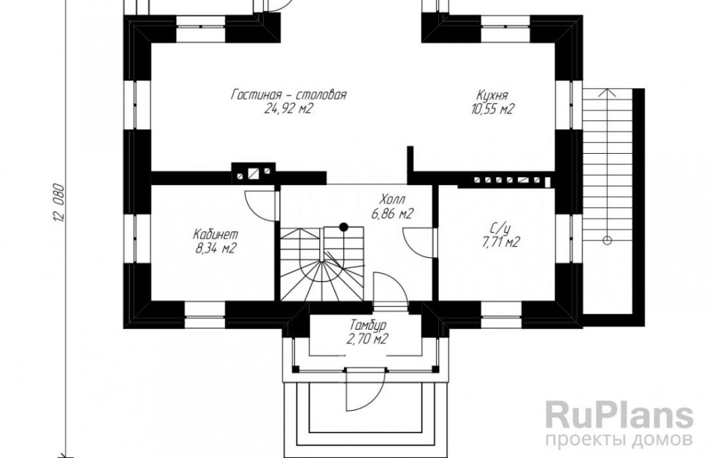 Планировка Проект экономичного жилого дома с цоколем Rg3558