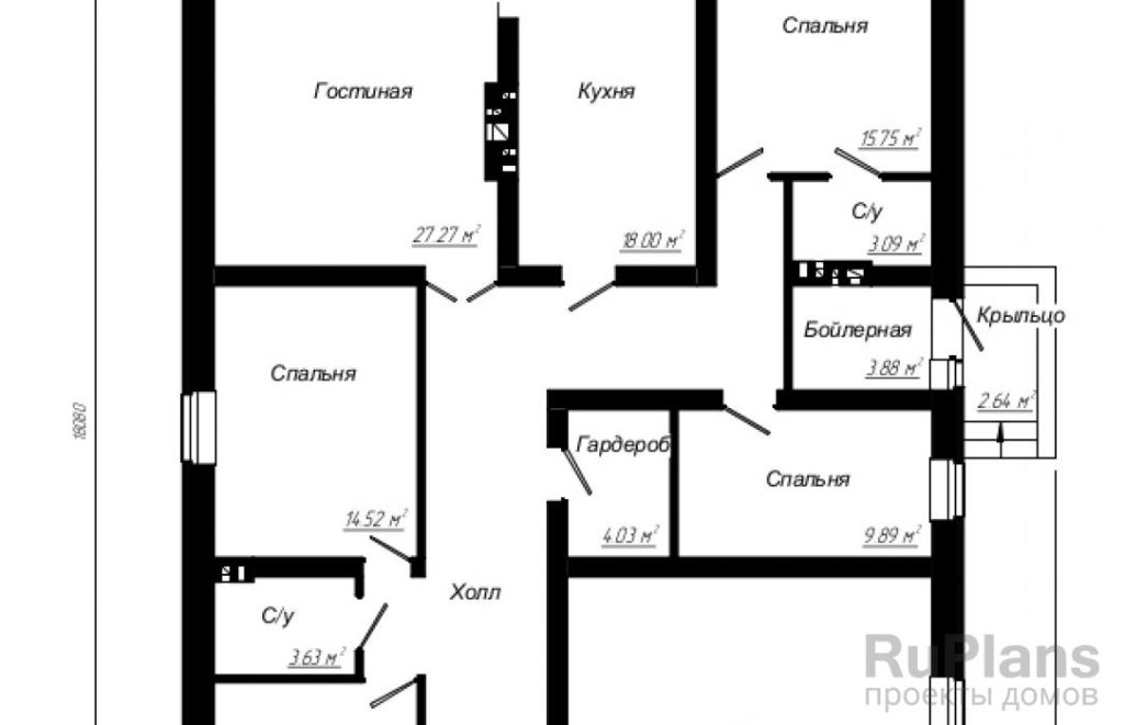 Планировка Проект одноэтажного дома с гаражом Rg4825