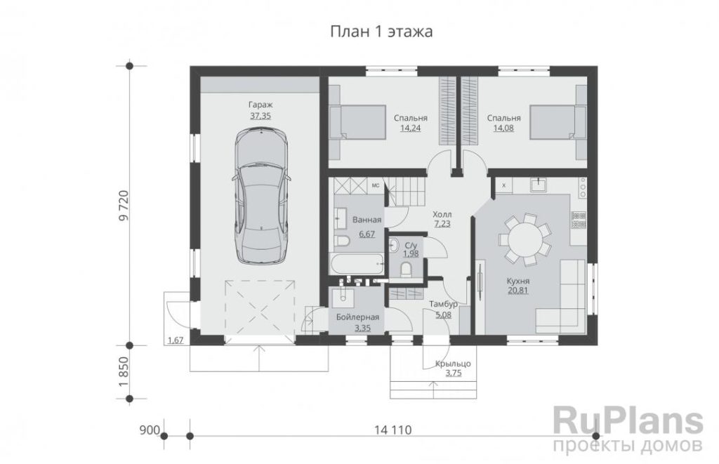 Планировка Двухэтажный дом с гаражом Rg5833