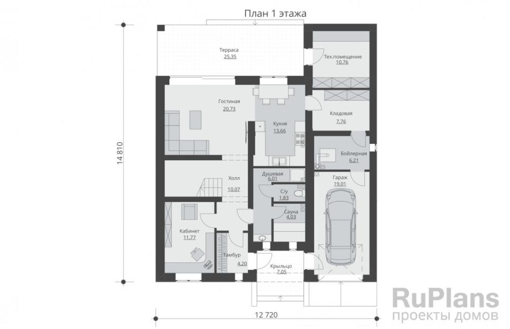 Планировка Двухэтажный дом с гаражом Rg5392